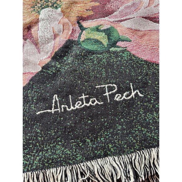 ARLETA PECH "Dancing Flamencos" Floral 100% Cotton Woven Tapestry Throw Blanket - Picture 7 of 12